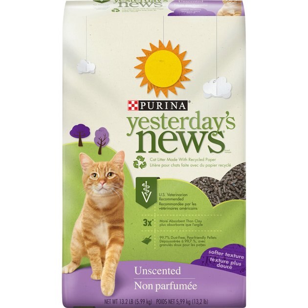 YESTERDAY'S NEWS Softer Texture Unscented NonClumping Paper Cat Litter