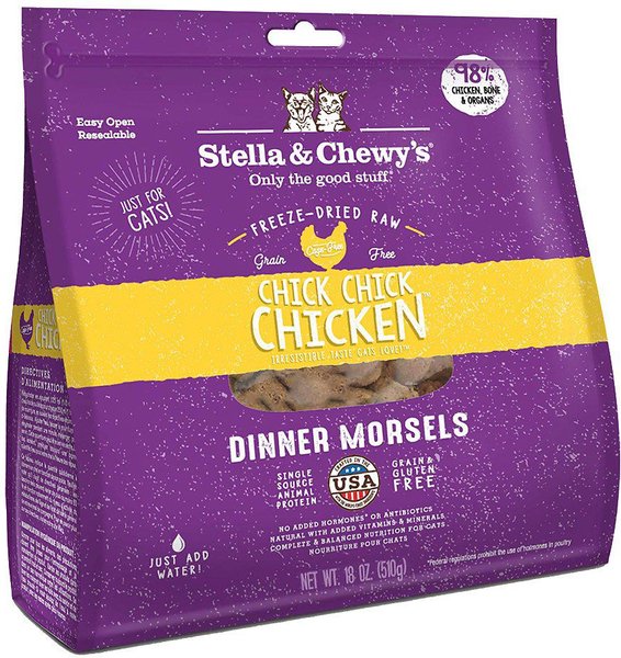 Stella & Chewy's Chick Chick Chicken Dinner Morsels Freeze-Dried Raw Cat Food, 18-oz bag, bundle of 2 slide 1 of 8