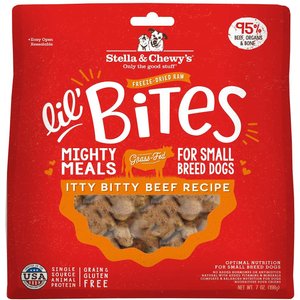 Stella & Chewy's Lil' Bites Itty Bitty Beef Recipe Small Breed Freeze-Dried Raw Dog Food, 7-oz bag, bundle of 2