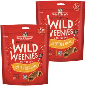 Stella & Chewy's Chicken Wild Weenies Freeze-Dried Raw Dog Treats, 3.25-oz bag, bundle of 2