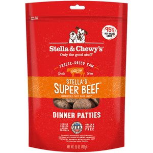 Stella & Chewy's Stella's Super Beef Dinner Patties Freeze-Dried Raw Dog Food, 25-oz bag, bundle of 2