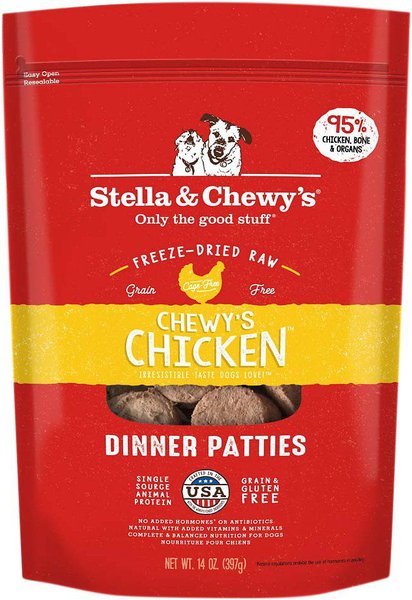 Stella & Chewy's Chewy's Chicken Dinner Patties Freeze-Dried Raw Dog Food, 25-oz bag, bundle of 2 slide 1 of 5