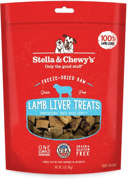 Stella & Chewy's Lamb Liver Freeze-Dried Raw Dog Treats, 3-oz bag, bundle of 2 slide 1 of 4