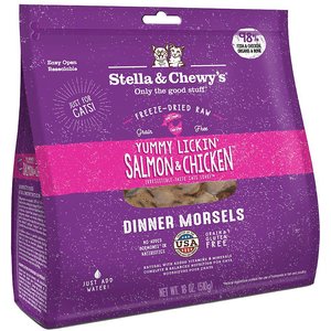 Stella & Chewy's Yummy Lickin' Salmon & Chicken Dinner Morsels Freeze-Dried Raw Cat Food, 18-oz bag, bundle of 2