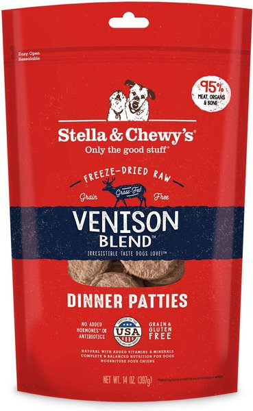 Stella & Chewy's Venison Blend Dinner Patties Freeze-Dried Raw Dog Food, 14-oz bag, bundle of 2 slide 1 of 6