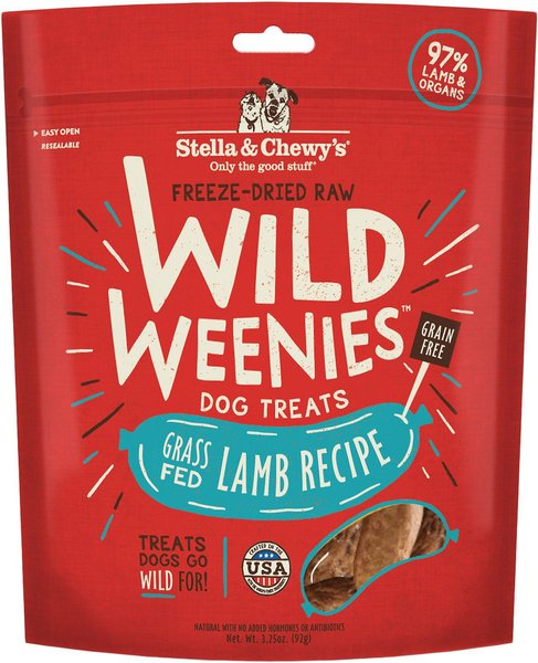 Stella & Chewy's Lamb Wild Weenies Freeze-Dried Raw Dog Treats, 3.25-oz bag, bundle of 2 slide 1 of 7