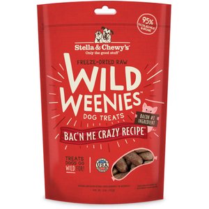 Stella & Chewy's Wild Weenies Bac'n Me Crazy Recipe Freeze-Dried Raw Dog Treats, 11-oz bag, bundle of 2