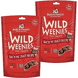 Stella & Chewy's Wild Weenies Bac'n Me Crazy Recipe Freeze-Dried Raw Dog Treats, 11-oz bag, bundle of 2