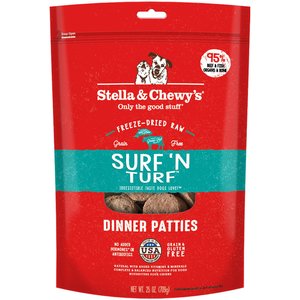 Stella & Chewy's Surf 'N Turf Dinner Patties Freeze-Dried Raw Dog Food, 25-oz bag, bundle of 2