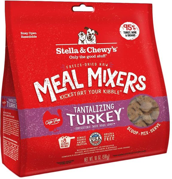 Stella & Chewy's Tantalizing Turkey Meal Mixers Freeze-Dried Raw Dog Food Topper, 18-oz bag, bundle of 2 slide 1 of 5