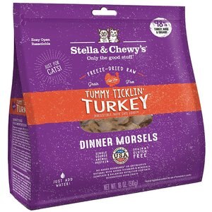 Stella & Chewy's Tummy Ticklin' Turkey Dinner Morsels Freeze-Dried Raw Cat Food, 18-oz bag, bundle of 2