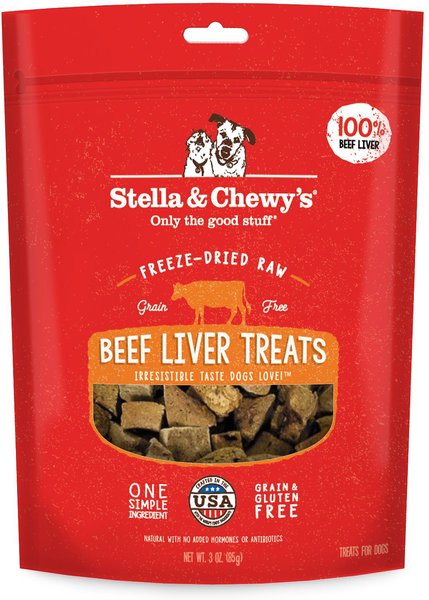 Stella & Chewy's Beef Liver Freeze-Dried Raw Dog Treats, 3-oz bag, bundle of 2 slide 1 of 5