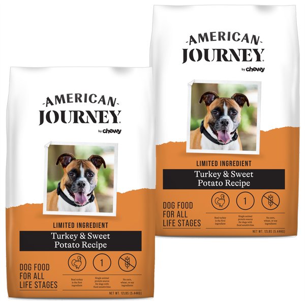 American Journey Limited Ingredient Turkey & Sweet Potato Recipe Grain-Free Dry Dog Food, 12-lb bag, bundle of 2 slide 1 of 9