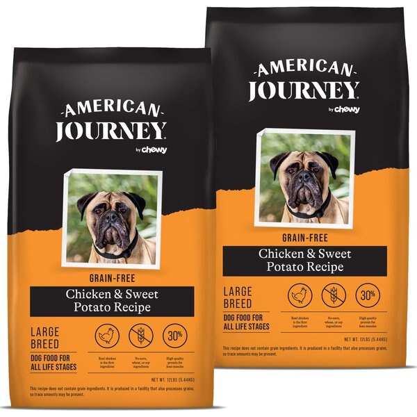 American Journey Large Breed Adult Chicken & Sweet Potato Recipe Grain-Free Dry Dog Food, 12-lb bag, bundle of 2 slide 1 of 10