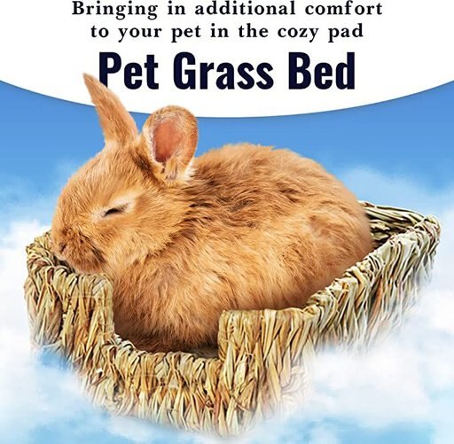 SunGrow Small-Pet Guinea Pig & Chinchilla Natural Chew Comfy Sleeping Basket Grass Bed