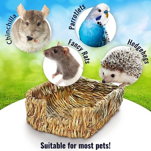 SunGrow Small-Pet Guinea Pig & Chinchilla Natural Chew Comfy Sleeping Basket Grass Bed