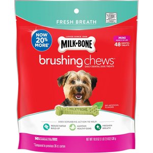 Milk-Bone Fresh Breath Brushing Chews Daily Dental Dog Treats, Mini, 96 count
