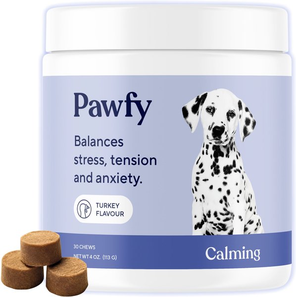 Pawfy Calming Turkey Flavor Chews Dog Supplement, 30 count slide 1 of 6