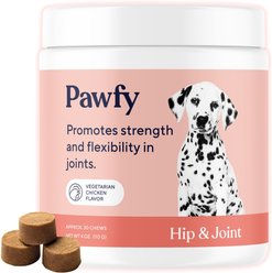 Pawfy Hip & Joint Chicken Flavor Chews Dog Supplement, 30 count slide 1 of 6