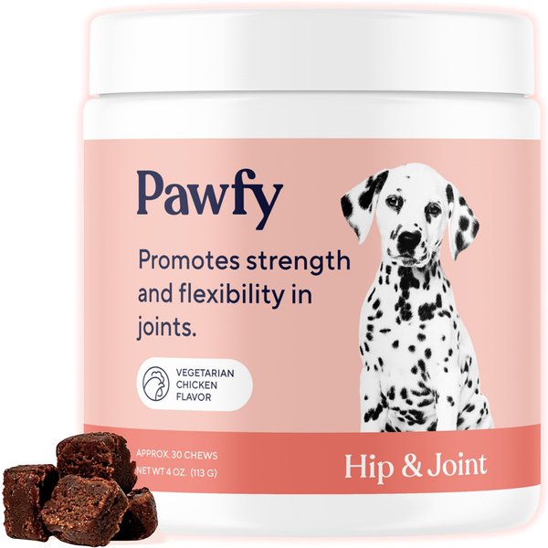 Pawfy Hip & Joint Chicken Flavor Chews Dog Supplement, 30 count slide 1 of 6