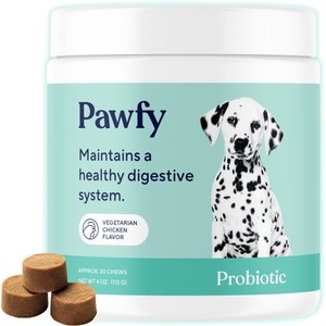 Pawfy Probiotic Chicken Flavor Chews Dog Supplement, 30 count