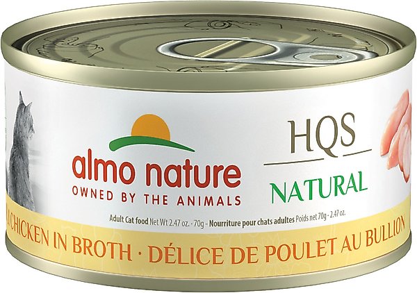 Almo Nature HQS Natural Chicken Deli Broth Cat Wet Food, 2.47-oz can, case of 24 slide 1 of 6