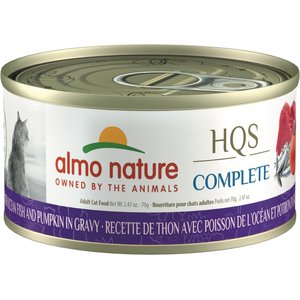 Almo Nature HQS Complete Tuna Recipe with Ocean Fish & Pumpkin in Gravy Cat Wet Food, 2.47-oz can, case of 12