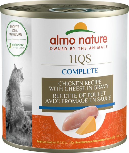 Almo Nature HQS Complete Chicken Recipe with Cheese in Gravy Cat Wet Food, 9.87-oz can, case of 12 slide 1 of 5
