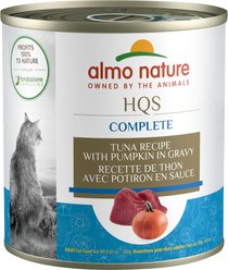Almo Nature HQS Complete Tuna Recipe with Pumpkin in gravy Cat Wet Food, 9.87-oz can, case of 12