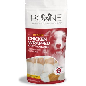 Boone Chicken Wrapped Knotted Medium Bones Dog Treats, 3 count