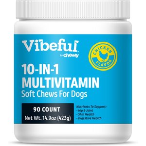 Vibeful 10-in-1 Multivitamin Bites Chicken Flavored Soft Chews Multivitamin for Dogs, 90 Count