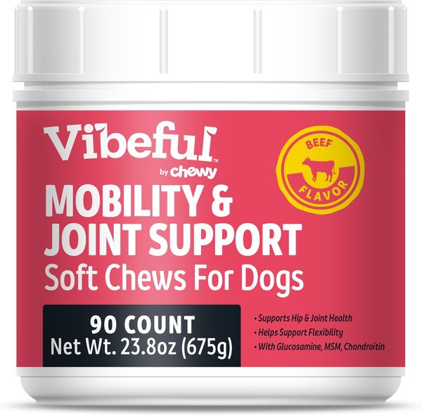 Vibeful Mobility & Joint Health Beef Flavored Soft Chews Joint Supplement for Dogs, 90 Count slide 1 of 8