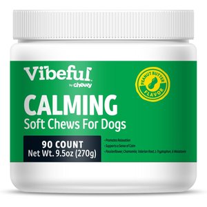 Vibeful Calming Melatonin Peanut Butter Flavored Soft Chews Calming Supplement for Dogs, 90 Count