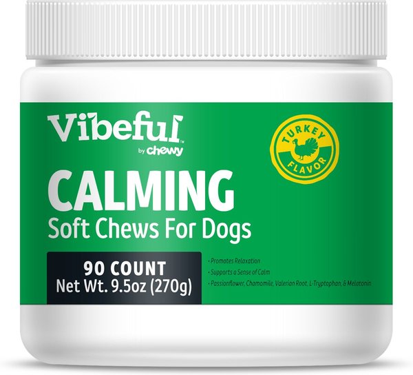 Vibeful Calming Melatonin Turkey Flavored Soft Chews Calming Supplement for Dogs, 90 Count slide 1 of 8