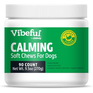 Vibeful Calming Melatonin Turkey Flavored Soft Chews Calming Supplement for Dogs, 90 Count