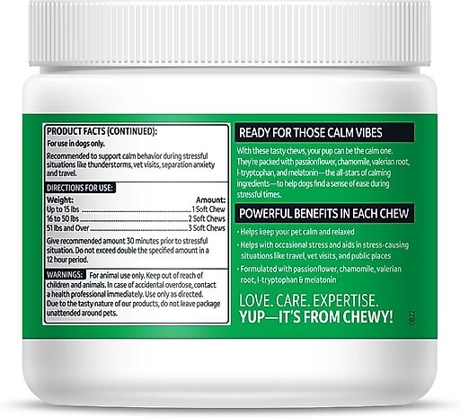 Vibeful Calming Melatonin Turkey Flavored Soft Chews Calming Supplement for Dogs, 90 Count