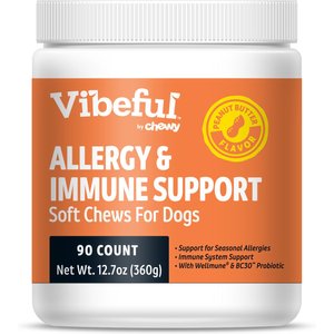 Vibeful Allergy & Immune Support Peanut Butter Flavored Soft Chews Supplement for Dogs, 90 Count