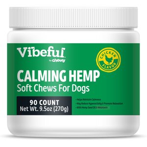 Vibeful Calming Hemp Chicken Flavored Soft Chews Calming Supplement for Dogs, 90 Count