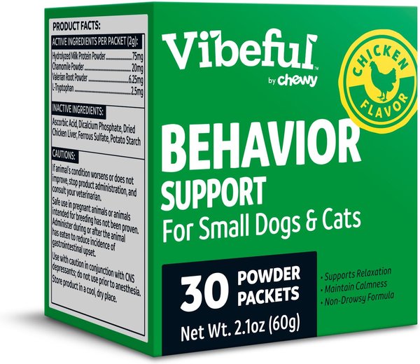 Vibeful Behavior Support Powder Calming Supplement for Small Dogs & Cats, 30 count slide 1 of 9