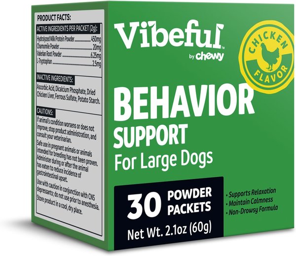 Vibeful Behavior Support Powder Calming Supplement for Large Dogs, 30 count slide 1 of 9