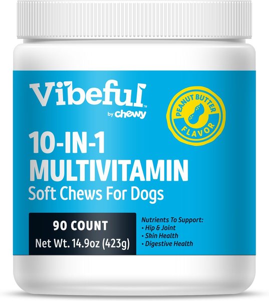 Vibeful 10-in-1 Multivitamin Bites Peanut Butter Flavored Soft Chews Multivitamin for Dogs, 90 Count slide 1 of 8