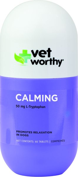 Vet Worthy Calming Aid Liver Flavored Chewable Tablet Supplement for Adult Dogs, 60 count slide 1 of 2