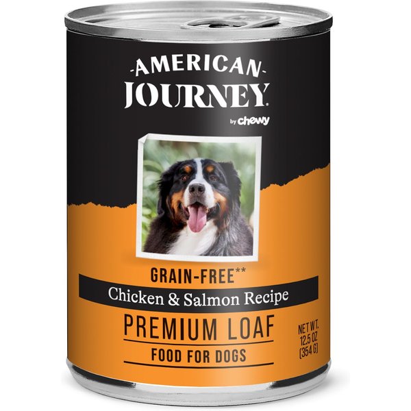 AMERICAN JOURNEY Chicken & Salmon Recipe GrainFree Canned Dog Food, 12.5oz, case of 24