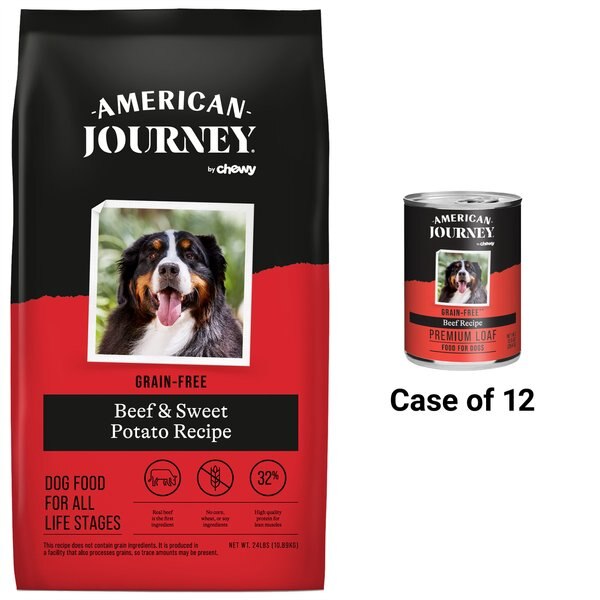 American Journey Beef Recipe Canned Food + Beef & Sweet Potato Recipe Dry Dog Food slide 1 of 9