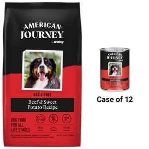 American Journey Beef Recipe Canned Food + Beef & Sweet Potato Recipe Dry Dog Food