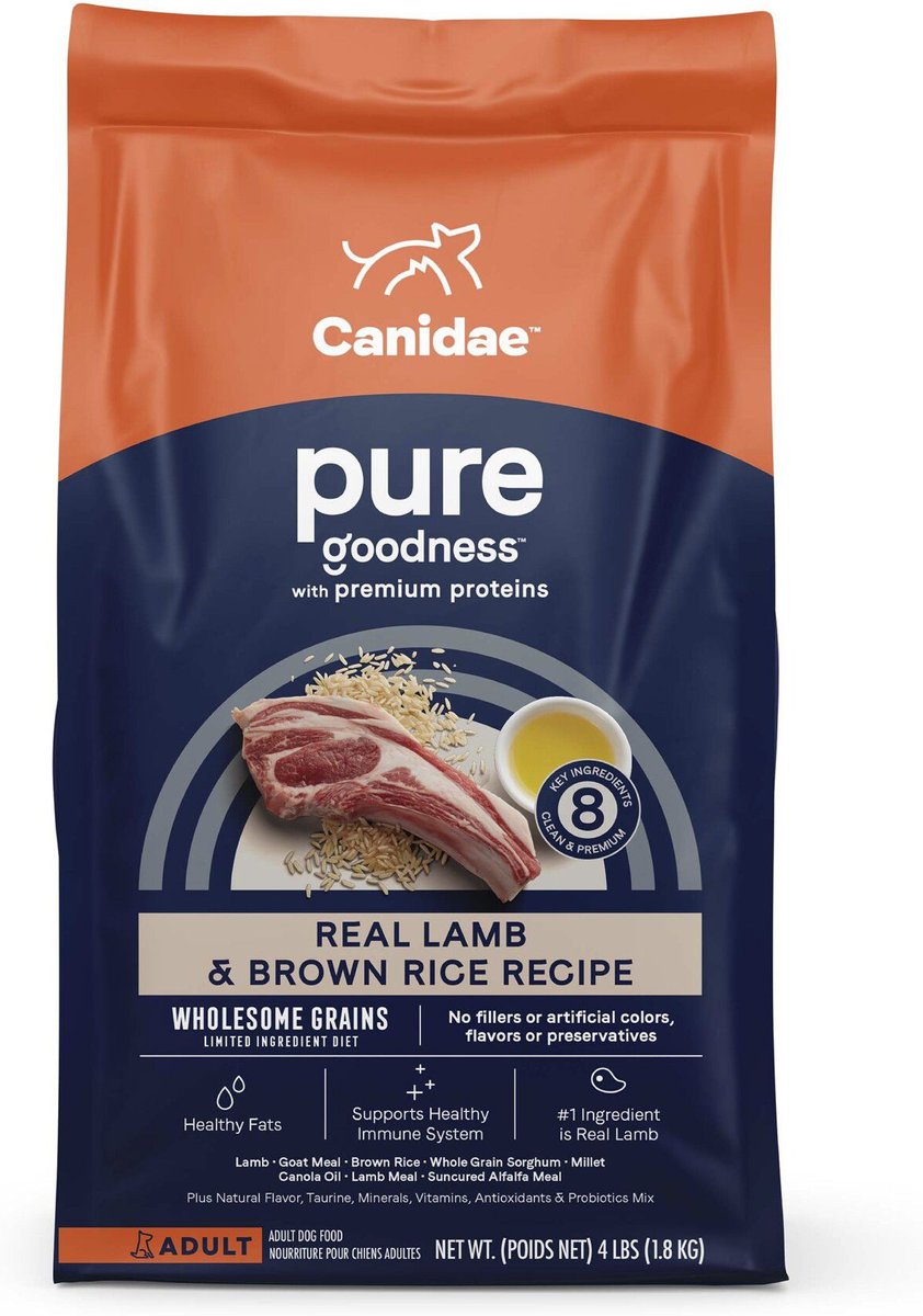 CANIDAE Pure Real Lamb Brown Rice Recipe Dry Dog Food 4 lb bag