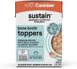 CANIDAE Sustain Bone Broth Toppers Premium Recipe with Wild-Caught Salmon Topper Dog Food, 5.5-oz can, case of 12