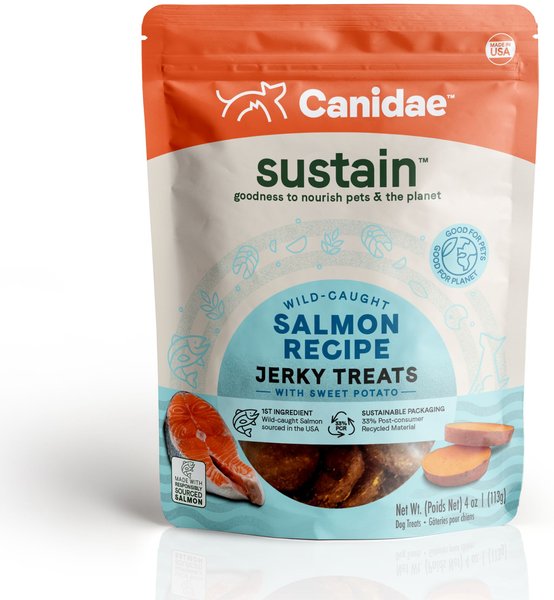 CANIDAE Sustain Wild-Caught Salmon Recipe Jerky Dog Treats, 4-oz bag slide 1 of 7