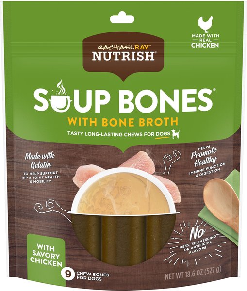 Rachael Ray Nutrish Soup Bones with Bone Broth Savory Chicken Dog Treats, 9 count slide 1 of 8
