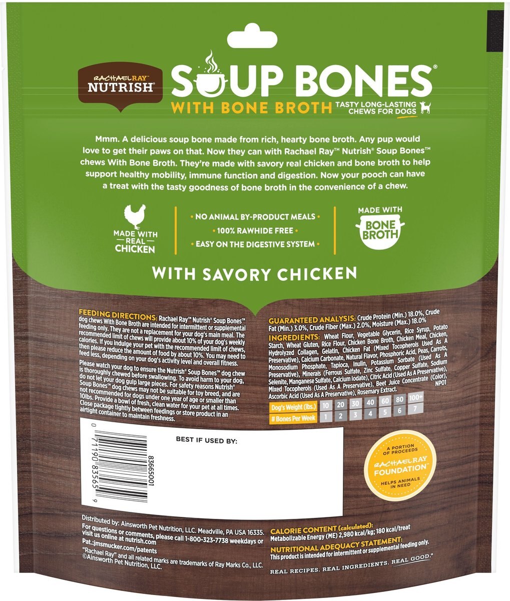 RACHAEL RAY NUTRISH Soup Bones with Bone Broth Savory Chicken Dog